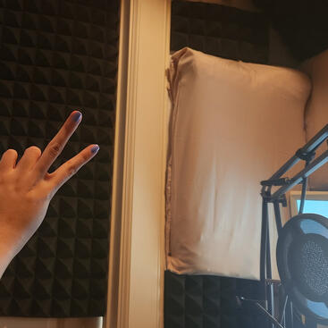 acoustically treated recording space w/ custom panels